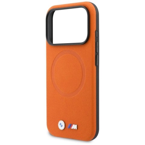 BMW futerał do IPHONE 17 Pro kompatybilny z MagSafe BMHMP17L25PFWSMO (PU FW Metal Logo) pomarańczowy