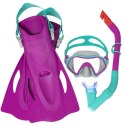 Bestway Zestaw do snorkelingu Maska z rurką i płetwami RÓŻOWY 7+ 25046