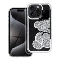 Futerał do iPhone 15 Teddy Bear srebrny