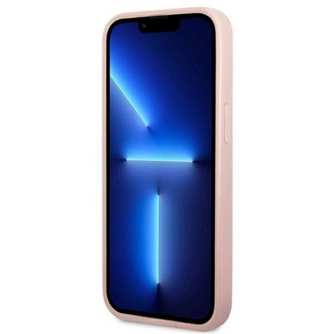 GUESS futerał do IPHONE 14 Pro Max GUHCP14XHGGSHP (Glitter Flakes Script Metal Logo) różowy