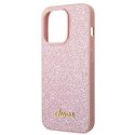 GUESS futerał do IPHONE 14 Pro Max GUHCP14XHGGSHP (Glitter Flakes Script Metal Logo) różowy