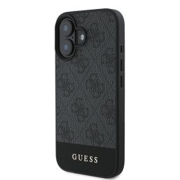 GUESS futerał do IPHONE 16 Plus GUHCP16MG4GLGR (PC/TPU 4G PU Bottom Stripe) szary