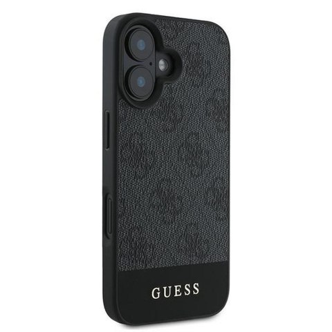 GUESS futerał do IPHONE 16 Plus GUHCP16MG4GLGR (PC/TPU 4G PU Bottom Stripe) szary