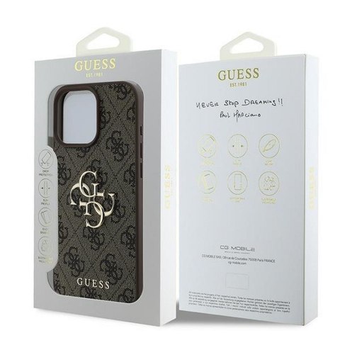 GUESS futerał do IPHONE 16 Pro GUHCP16L4GMGBR (4G PU Big Logo) brązowy