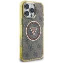 GUESS futerał do IPHONE 16 Pro Max kompatybilny z MagSafe GUHMP16XHG4PRTGW (IML Metal Glitter 4G Circle Triangle) brązowy