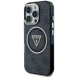 GUESS futerał do IPHONE 16 Pro kompatybilny z MagSafe GUHMP16LHG4PRTGK (IML Metal Glitter 4G Circle Triangle) czarny