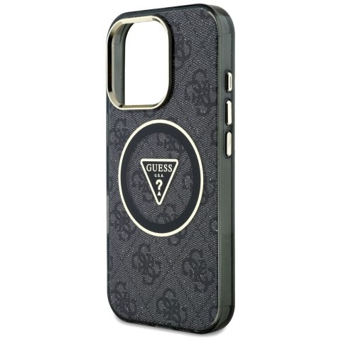 GUESS futerał do IPHONE 16 Pro kompatybilny z MagSafe GUHMP16LHG4PRTGK (IML Metal Glitter 4G Circle Triangle) czarny