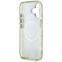 GUESS futerał do IPHONE 16 kompatybyliny z MagSafe GUHMP16SHFLPEDN (IML Metal Glitter Flowers Triangle) zielony