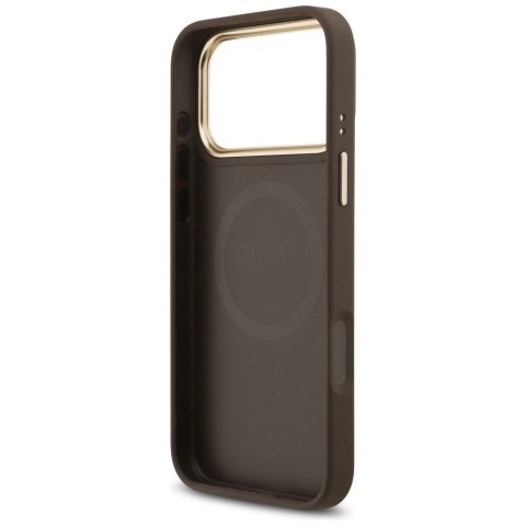 GUESS futerał do IPHONE 17 Pro Max kompatybilny z MagSafe GUHMP17XP4GRMDEW (PU W/ 4G Strass Logo) brązowy