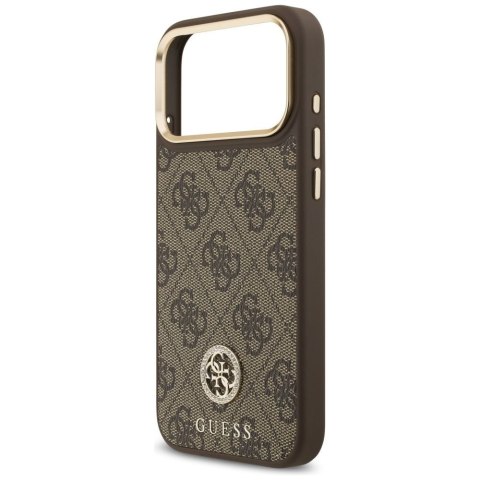 GUESS futerał do IPHONE 17 Pro Max kompatybilny z MagSafe GUHMP17XP4GRMDEW (PU W/ 4G Strass Logo) brązowy