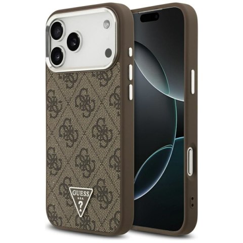 GUESS futerał do IPHONE 17 Pro Max kompatybilny z MagSafe GUHMP17XP4TSRCMW (PU 4G W/Triangle Logo SL) brązowy