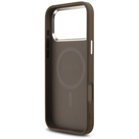 GUESS futerał do IPHONE 17 Pro Max kompatybilny z MagSafe GUHMP17XP4TSRCMW (PU 4G W/Triangle Logo SL) brązowy