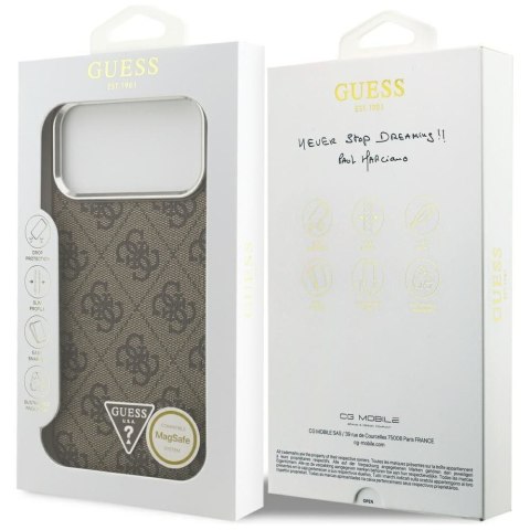 GUESS futerał do IPHONE 17 Pro Max kompatybilny z MagSafe GUHMP17XP4TSRCMW (PU 4G W/Triangle Logo SL) brązowy