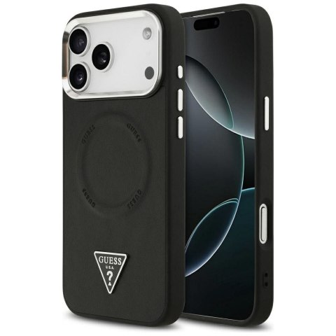 GUESS futerał do IPHONE 17 Pro Max kompatybilny z MagSafe GUHMP17XPSDTSCMK (PU W/ Triangle Logo) czarny