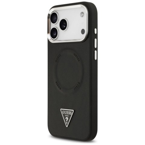 GUESS futerał do IPHONE 17 Pro Max kompatybilny z MagSafe GUHMP17XPSDTSCMK (PU W/ Triangle Logo) czarny