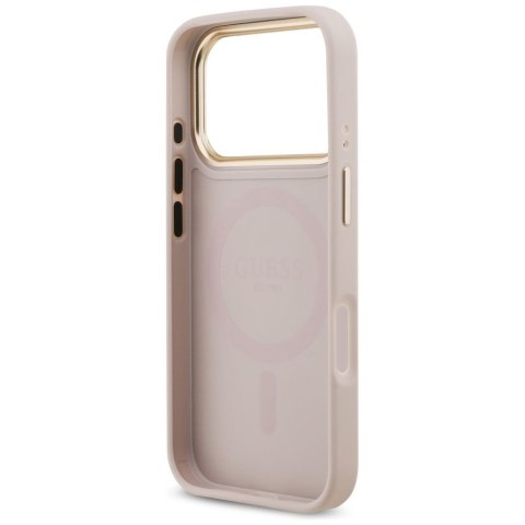 GUESS futerał do IPHONE 17 Pro kompatybilny z MagSafe GUHMP17LP4GRMDEP (PU W/ 4G Strass Logo) różowy
