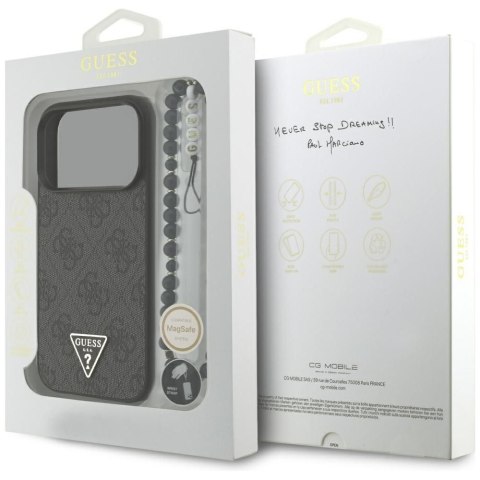 GUESS futerał do IPHONE 17 Pro kompatybilny z MagSafe GUHMP17LP4TSDPPSK (4G PU W/ Strap Triangle Logo) czarny