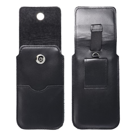 Skórzany futerał uniwersalny / wsuwka z klapką - ROYAL / czarny - Rozmiar 2XL - IPHONE 6 PLUS / SAMSUNG A52 / XIAOMI REDMI NOTE