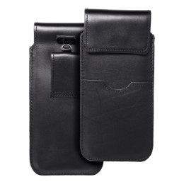 Skórzany futerał uniwersalny / wsuwka z klapką - ROYAL / czarny - Rozmiar 2XL+tall - SAMSUNG S21 ULTRA / HUAWEI P Smart 2021 / X