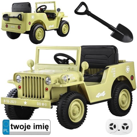 Wojskowe Auto na akumulator Willys + pilot PA0263