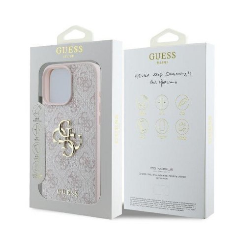 GUESS futerał do IPHONE 16 Pro Max GUHCP16X4GMGPI (4G PU Big Logo) różowy