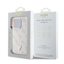 GUESS futerał do IPHONE 16 Pro Max GUHCP16XP4TDPP (PU Leather 4G Triangle Strass) różowy
