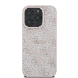 GUESS futerał do IPHONE 16 Pro kompatybilny z MagSafe GUHMP16LG4GFRP (PU 4G Ring Classic Logo) różowy
