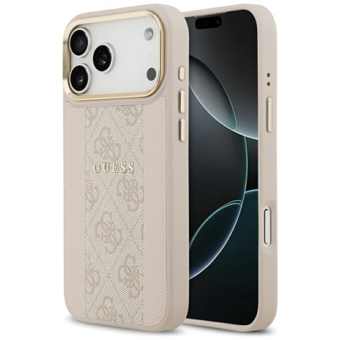 GUESS futerał do IPHONE 17 Pro Max kompatybilny z MagSafe GUHMP17XPG4SEMCP (PU W/ 4G Stripe) różowy