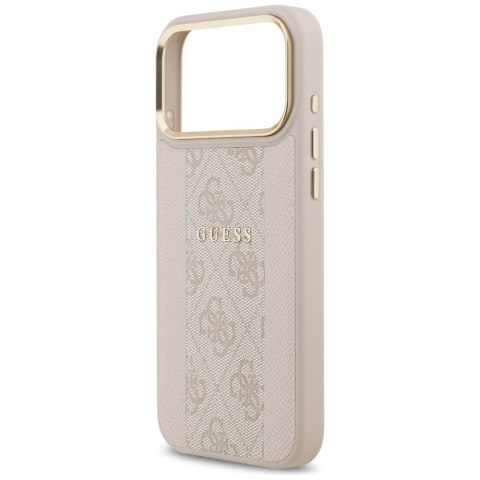GUESS futerał do IPHONE 17 Pro Max kompatybilny z MagSafe GUHMP17XPG4SEMCP (PU W/ 4G Stripe) różowy