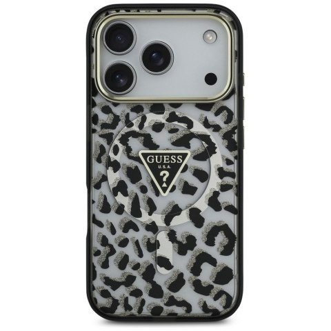 GUESS futerał do IPHONE 17 Pro kompatybilny z MagSafe GUHMP17LHLEGTGLK (PC TPU W/ Leopard Glitter) czarny
