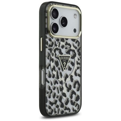 GUESS futerał do IPHONE 17 Pro kompatybilny z MagSafe GUHMP17LHLEGTGLK (PC TPU W/ Leopard Glitter) czarny