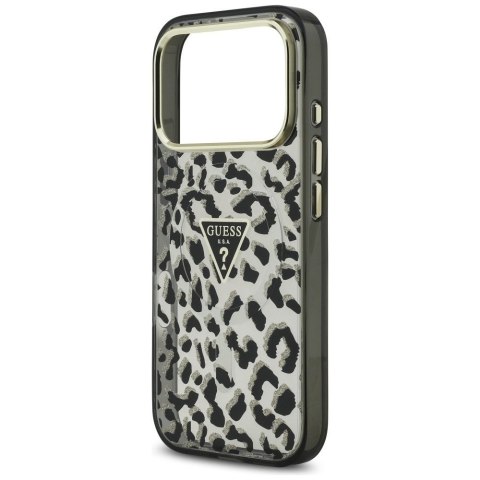 GUESS futerał do IPHONE 17 Pro kompatybilny z MagSafe GUHMP17LHLEGTGLK (PC TPU W/ Leopard Glitter) czarny