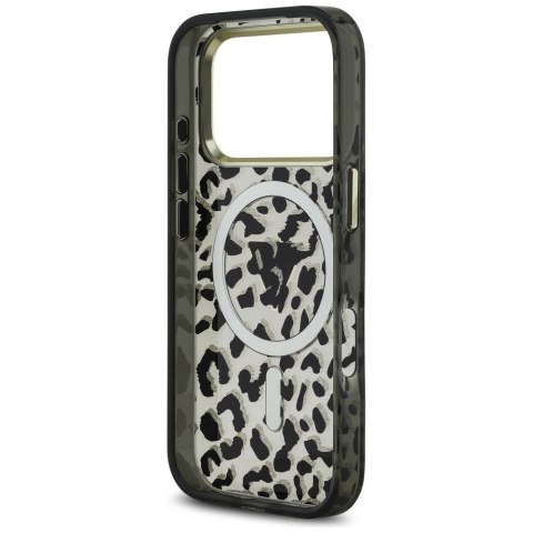 GUESS futerał do IPHONE 17 Pro kompatybilny z MagSafe GUHMP17LHLEGTGLK (PC TPU W/ Leopard Glitter) czarny