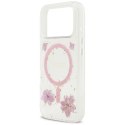 GUESS futerał do IPHONE 17 Pro kompatybilny z MagSafe GUHMP17LRBFGFGMP (Resin Flowers and Glitter) różowy