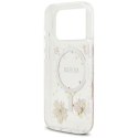 GUESS futerał do IPHONE 17 Pro kompatybilny z MagSafe GUHMP17LRBFGFGMP (Resin Flowers and Glitter) różowy