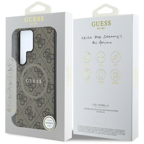 GUESS futerał do SAMSUNG S25 Ultra GUHMS25LG4GFRW (Magnetic PU 4G Ring Classic Logo) brązowy