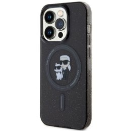 KARL LAGERFELD futerał do IPHONE 15 Pro KLHMP15LHGKCNOK (Glitter + MAG) czarny