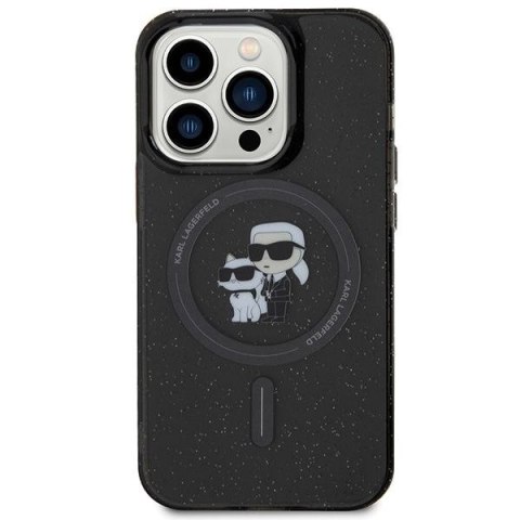 KARL LAGERFELD futerał do IPHONE 15 Pro KLHMP15LHGKCNOK (Glitter + MAG) czarny