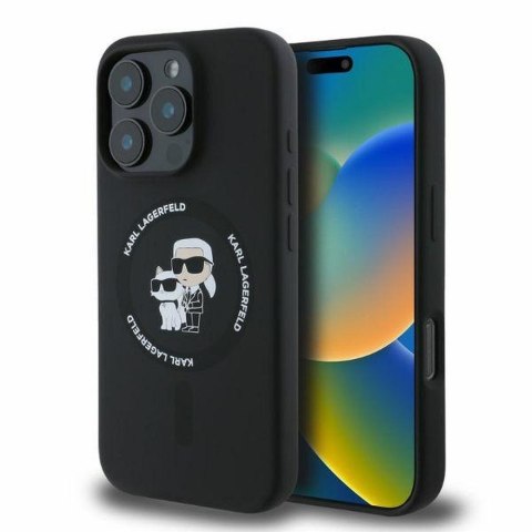 KARL LAGERFELD futerał do IPHONE 16 Pro Max kompatybilny z MagSafe KLHMP16XSCMKCRHK (Silicone KC Body Ring) czarny