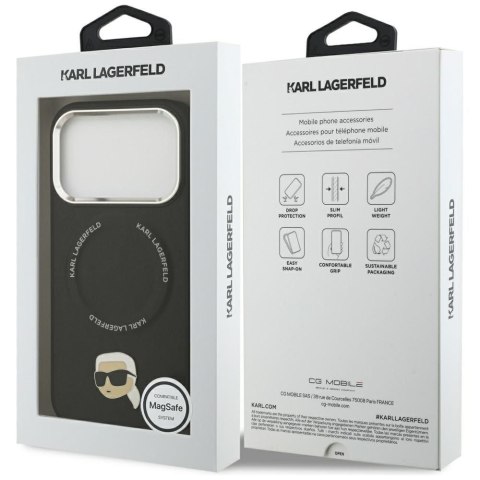 KARL LAGERFELD futerał do IPHONE 17 Pro Max kompatybilny z MagSafe KLHMP17XPSMLRKLK (PU Karl Pin) czarny