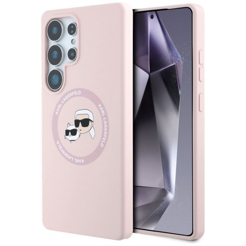 KARL LAGERFELD futerał do SAMSUNG S25 Ultra KLHMS25LSKCHTCP (Magnetic Silicone Double Heads) różowy