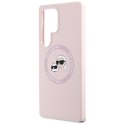 KARL LAGERFELD futerał do SAMSUNG S25 Ultra KLHMS25LSKCHTCP (Magnetic Silicone Double Heads) różowy