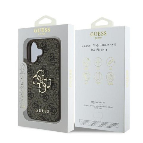 GUESS futerał do IPHONE 16 GUHCP16S4GMGBR (4G PU Big Logo) brązowy