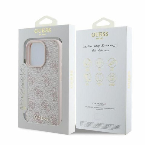 GUESS futerał do IPHONE 16 Pro GUHCP16LG4GFPI (PU 4G Classic) różowy