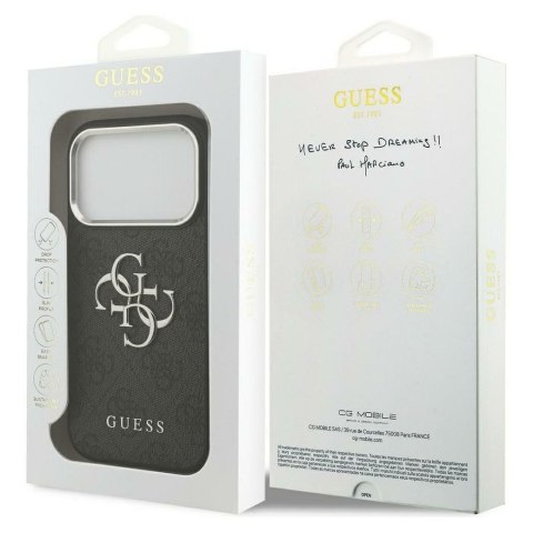 GUESS futerał do IPHONE 17 Pro Max GUHCP17XP4G4SMCK (PU W/ Big 4G Classic Logo) srebrno czarny