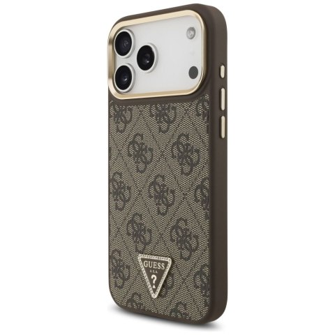 GUESS futerał do IPHONE 17 Pro Max kompatybilny z MagSafe GUHMP17XP4GTDGMW (4G PU W/ Triangle Logo) złoto brązowy