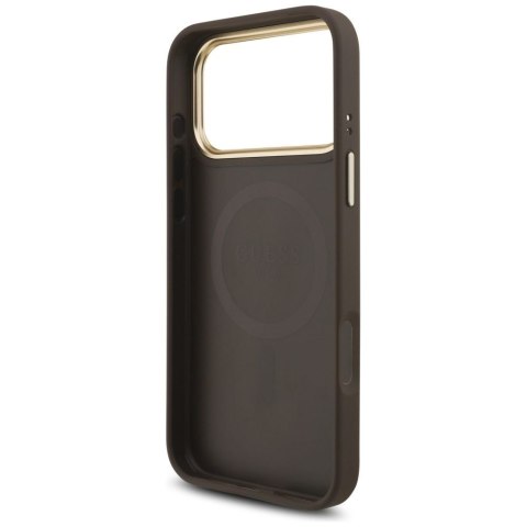 GUESS futerał do IPHONE 17 Pro Max kompatybilny z MagSafe GUHMP17XP4GTDGMW (4G PU W/ Triangle Logo) złoto brązowy