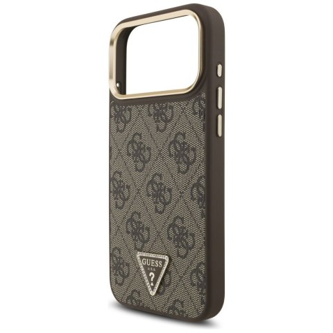 GUESS futerał do IPHONE 17 Pro Max kompatybilny z MagSafe GUHMP17XP4GTDGMW (4G PU W/ Triangle Logo) złoto brązowy