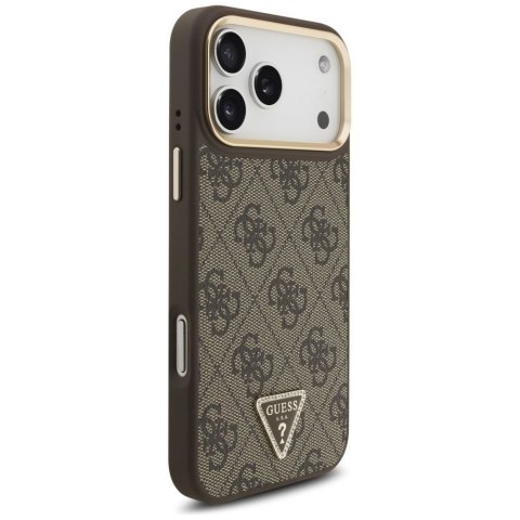 GUESS futerał do IPHONE 17 Pro Max kompatybilny z MagSafe GUHMP17XP4GTDGMW (4G PU W/ Triangle Logo) złoto brązowy