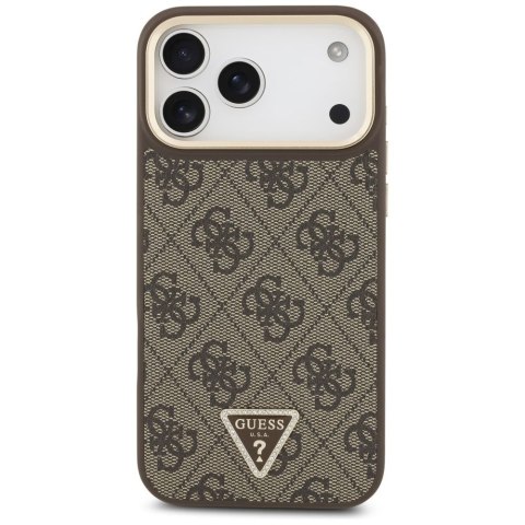 GUESS futerał do IPHONE 17 Pro Max kompatybilny z MagSafe GUHMP17XP4GTDGMW (4G PU W/ Triangle Logo) złoto brązowy
